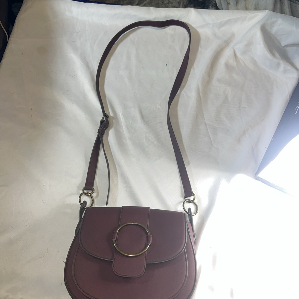 Burgundy Mauve Brass HW Vegan Hobo Crossbody Purse 10x9x3 Disneybound, Hippyboho - Picture 6 of 9